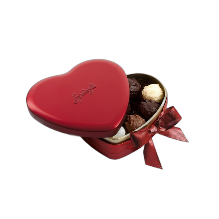Шоколадные конфеты трюфели Heart Tin Red 10шт, SPRUNGLI, 120гр