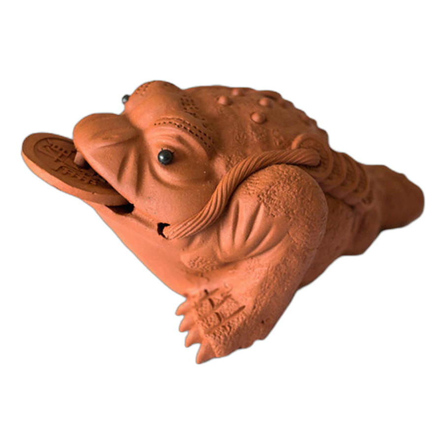 Глиняная игрушка для чайной церемонии Жаба с монеткой
